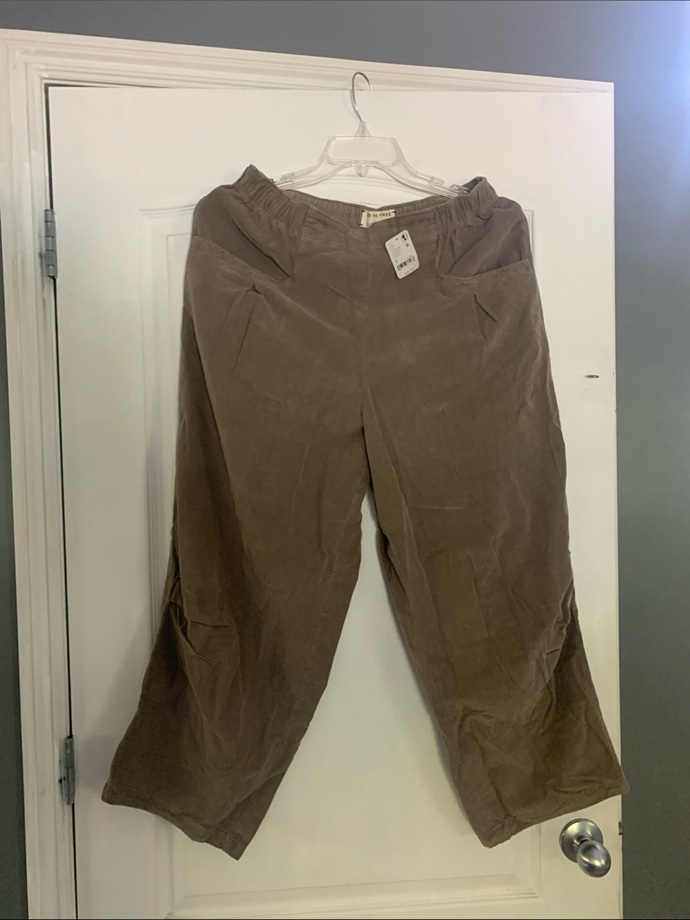 We The Free Wide Leg Corduroy Pants in Taupe Brown